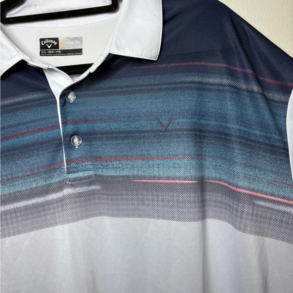 Callaway Opti-Dri Men's White and Blue Gradient Golf Polo Size XXL